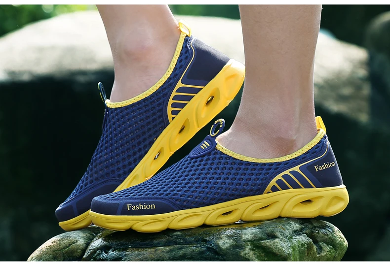 Новые летние мужские туфли для ходьбы в воде дышащая мужская обувь для плавания уличные Нескользящие водные кроссовки Подводные ботинки