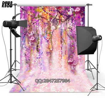 

DAWNKNOW Pink Flower Vinyl Photography Background For Wedding Floral New Fabric Polyester Backdrop For Lover Photo Studio F2445