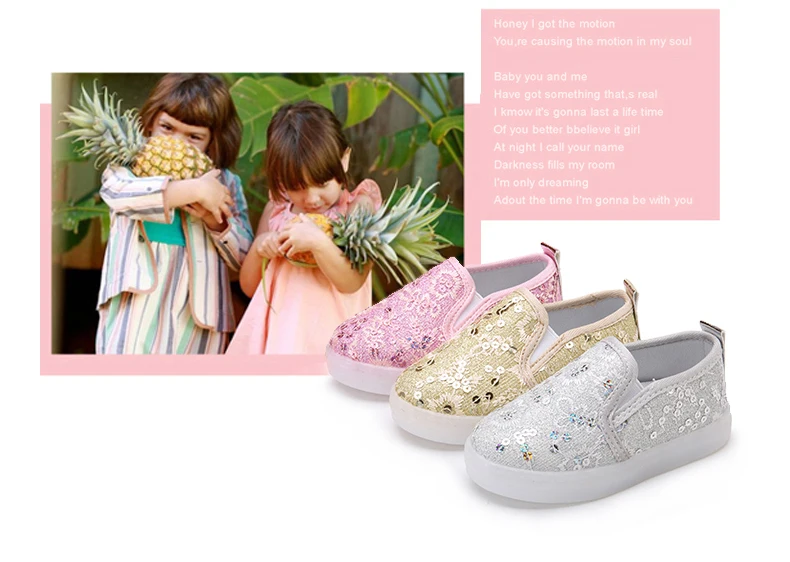 Girl's Sequins Glowing Sneakers Children Casual Lighted Up Shoes Kid's Fashion Luminous Slip-On Sneakers Cute LED's Shoes Girl (1)