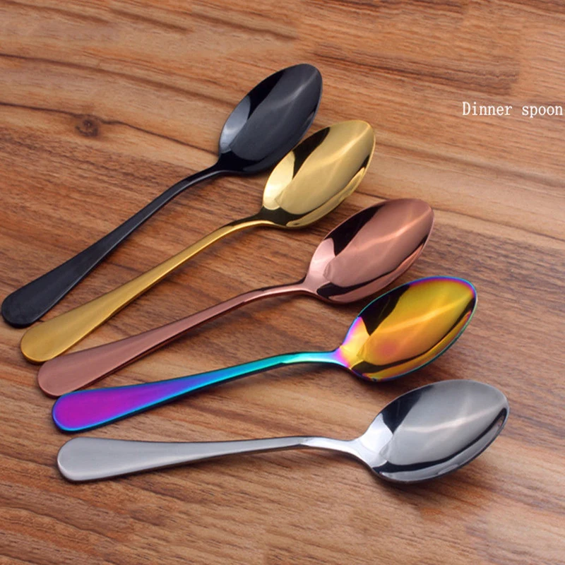 4Pcs/Set New Luxury Multicolor Rainbow Dinner Set Wedding Travel Cutlery Stainless Steel Dinner Knife Fork Scoops Silverware Set