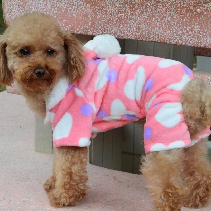 Buy Pink Heart Pet Girl Dog Clothes Warm Fleece