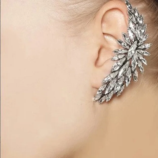1pcs Punk Style Crystal Ear Cuff Earrings Clip On Full 1pcs Punk Style Crystal Ear Cuff Earrings Clip On Full Rhinestone Earcuffs Clips For