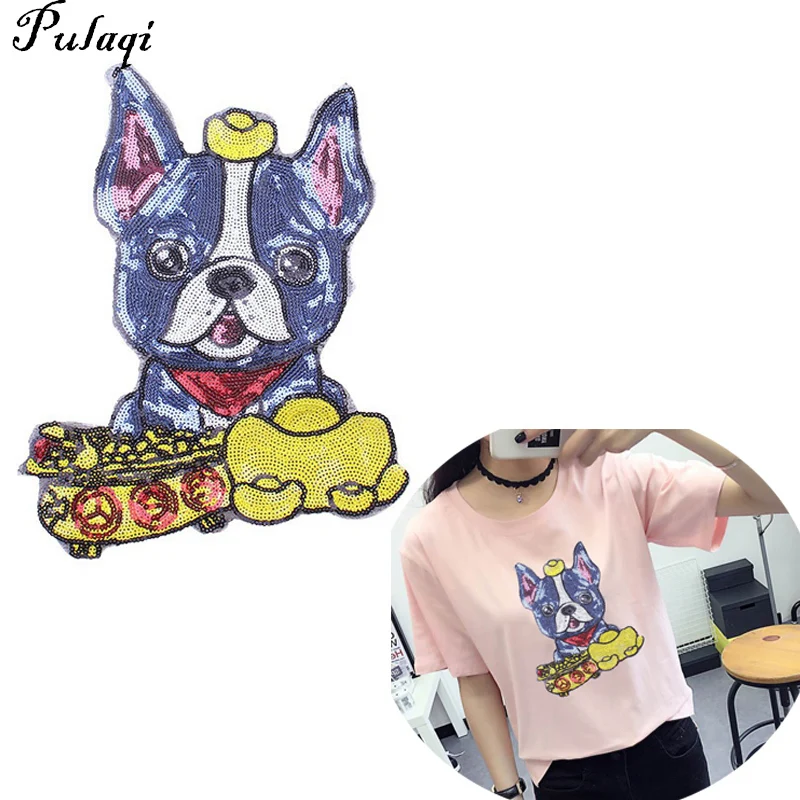 Pulaqi Animal Big Patch Dog Embroidered Iron On Cartoon Patches For