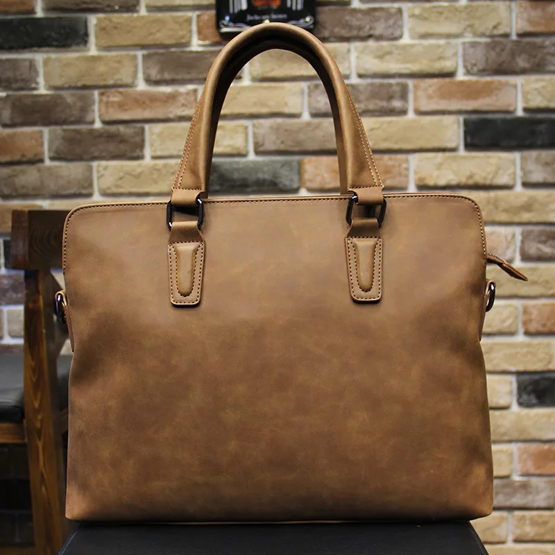 

Crazy Horse Leather Men's Handbag Business Casual Shoulder Crossbody Bag Commuter OL Men's Briefcase Multi-function Computer Bag