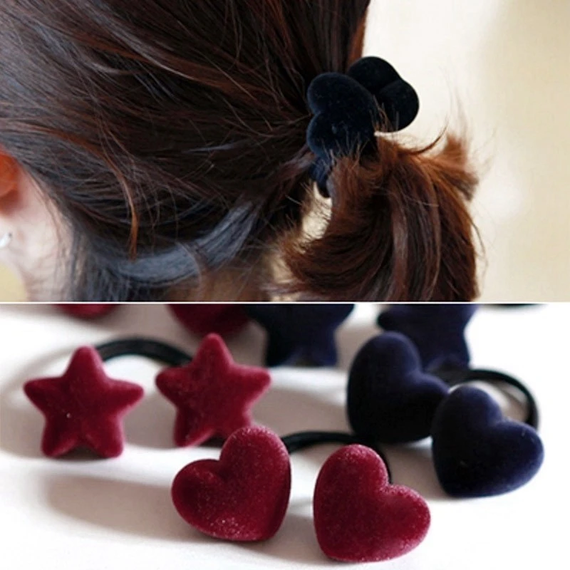 Популярный корейский стиль женские милые аксессуары для волос бархат сердце/звезда/шар волосы канатная Резиновая лента Головные уборы для девочек