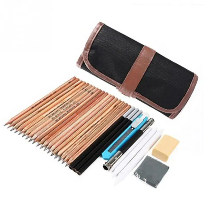 

29 PCS Professional Sketch & Drawing Art Tool Kit With Graphite Pencils, Charcoal Pencils Paper Erasable Pen Craft Knife #921