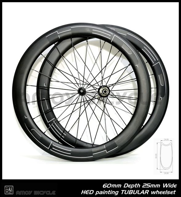 Best price at $335 Cheap Hot! 25mm Tubular bicycle wheels with HED painting Carbon 700c road bike wheelset for sale free shipping