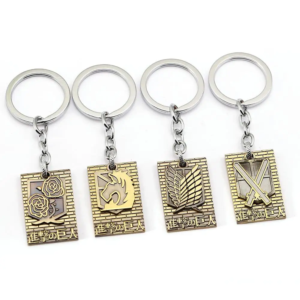 

Anime Attack on Titan Scout Regiment Logo Keychains Mikasa Levi Ackerman Eren Jaeger Metal Keyrings Pendants Accessories Figure