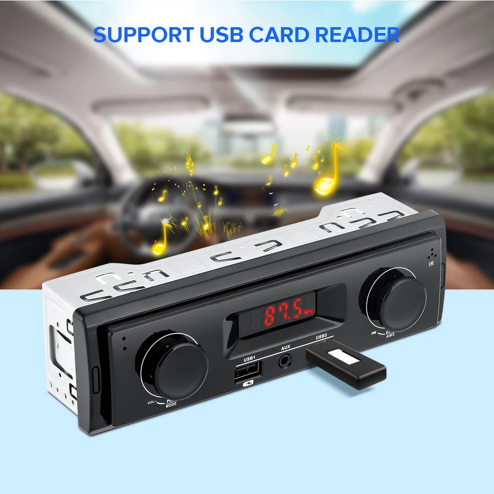 1 Din coche Radio 12 V soporte FM Aux en receptor USB MP3 Radio reproductor Auto Audio estéreo sin Bluetooth sin Control remoto