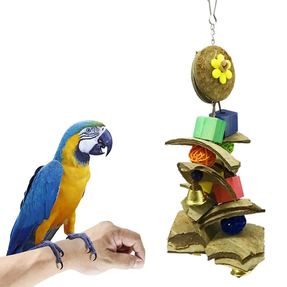 Parakeet Chewing Toy Parrot Coconut Shell Biting Toy Teeth Grinding
