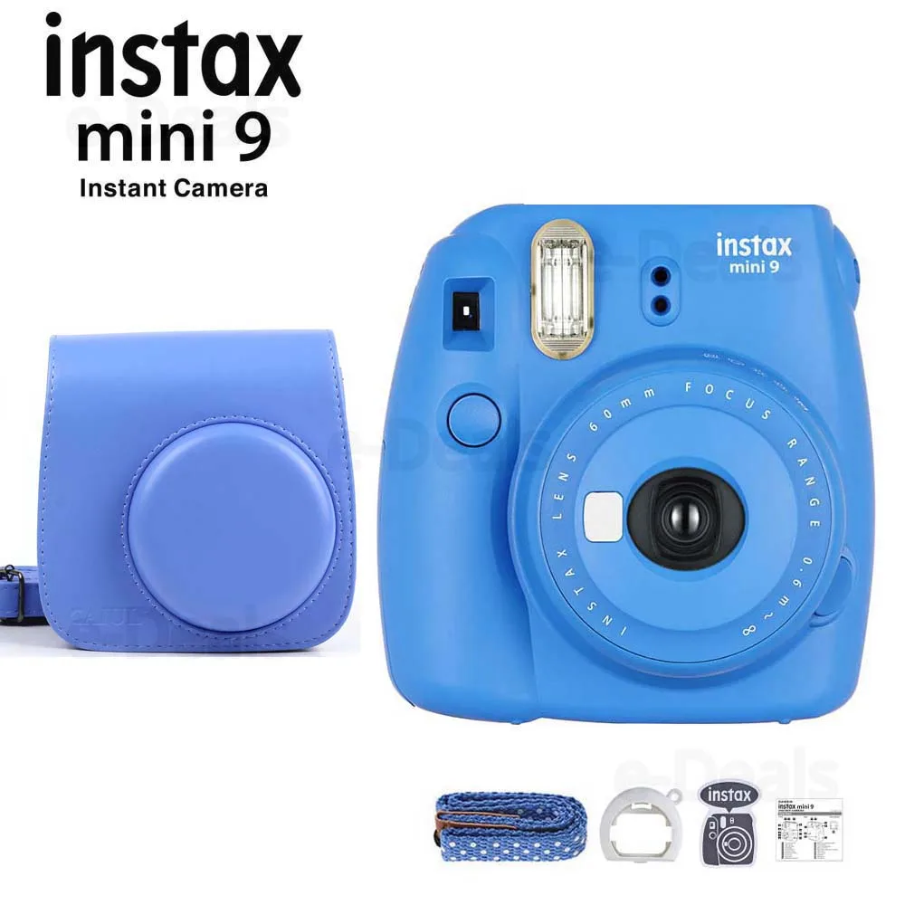 Фотокамера моментальной печати Fujifilm Instax Mini 9 Cobalt Blue+ качественный мягкий чехол из искусственной кожи с плечевым ремнем