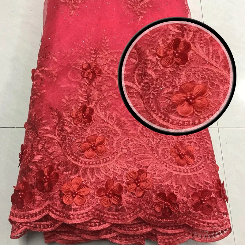 

Factory offers African wedding lace 3DApplique lace High quality Brand2019African French Net lace with Beaded fabric NX155z