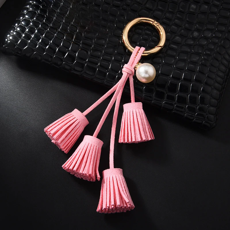 

2019 New Fashion for Women Pearl Leather Tassel Key Chain Key Rings For Car Bags Accessories Pendants Keychain Jewelry
