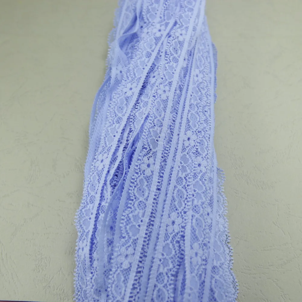 

110 yards 12mm width light blue Elastic Stretch Lace trim sewing garment accessories