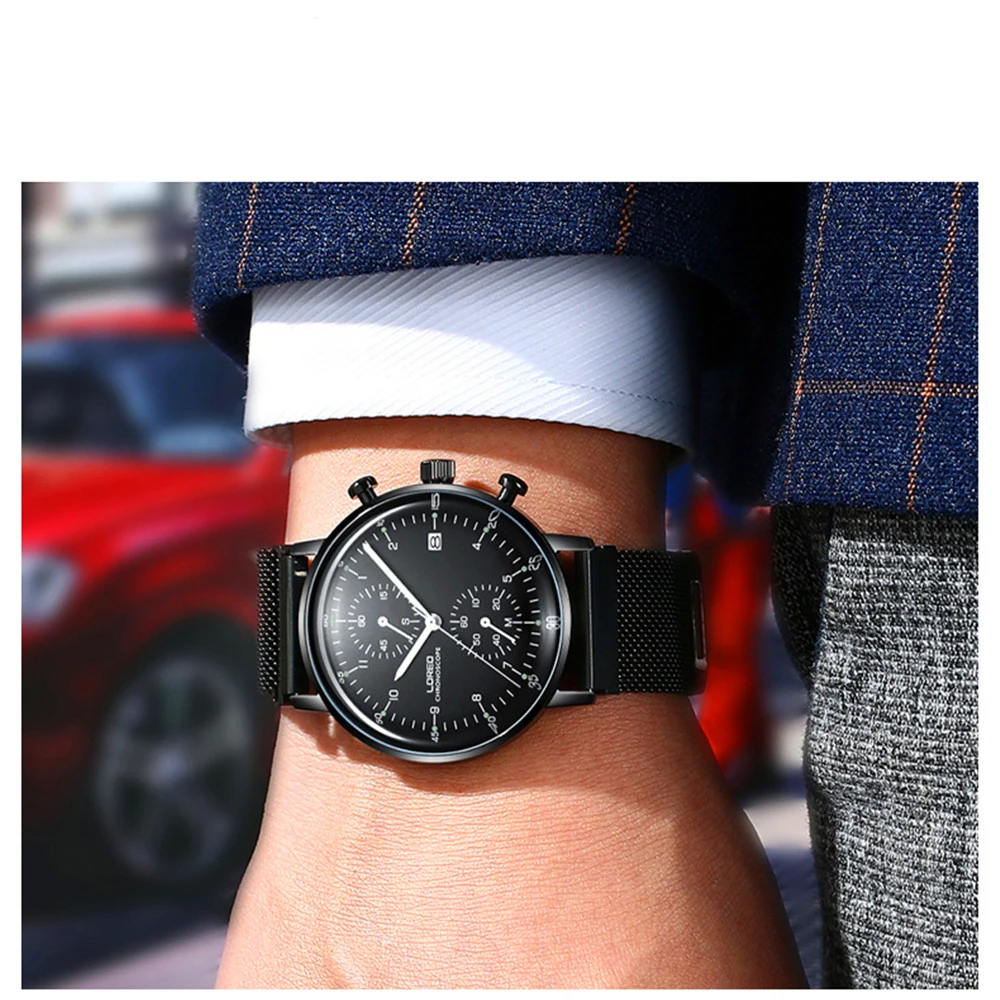 Высокое качество ультра тонкие кварцевые часы для мужчин LOREO модные мужские часы уникальный белый циферблат Кварцевые часы светящиеся Relogio Masculino