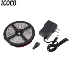 Icoco 5 м 300LED-Водонепроницаемый Светодиодные ленты Light 3528 DC12V Гибкие Освещение строка лента Клейкие ленты лампа + адаптер 1A для нас плагин