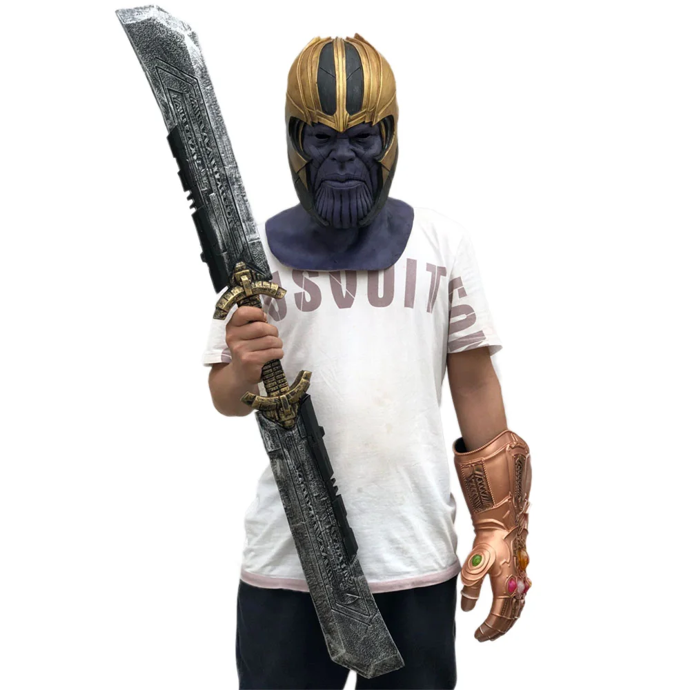 Thanos Double-edged Sword Endgame Infinity Superhero Cosplay PU Weapon For Adults Halloween Party Props Costume Accessory