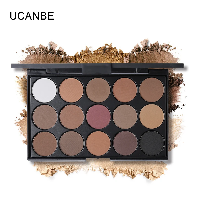 

UCANBE Brand 15 Colors Matte Shimmer Eyeshadow Makeup Palette Long Lasting Glitter Pigmented Natural Eye Shadow Cosmetics Kit