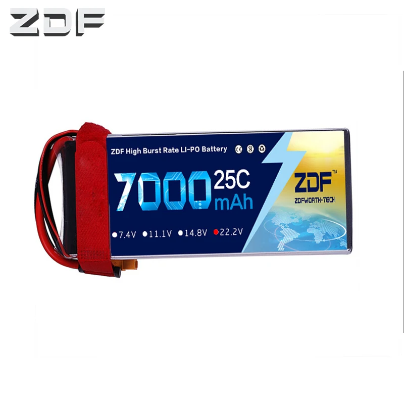 

2018 ZDF Good Quality 22.2V 7000mAh 6S Lipo Battery 25C Max 50C for RC Airplane Helicopter Quadrotor AKKU car truck boat