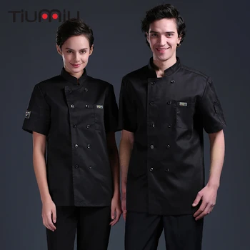 

Double-breasted Chef Uniform Cook Jacket Restaurant Kitchen Hotel Cake Canteen Work Clothes Men Women Short Sleeve Chef Coat