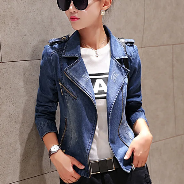 Fashion Women Denim Jacket Woman Casual Slim Jean Jacket Long Sleeve