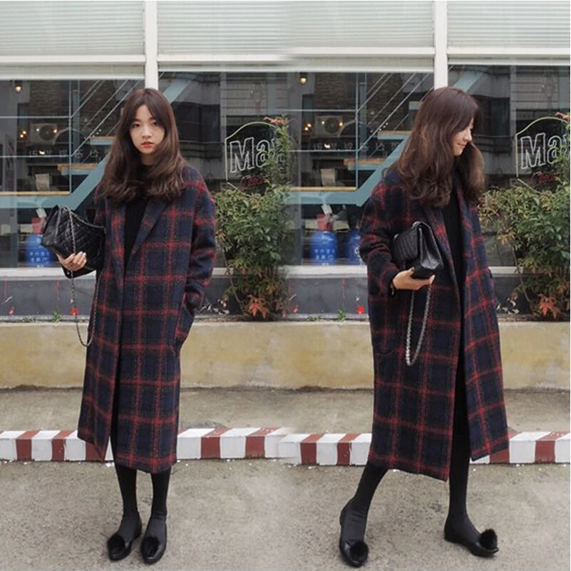 2016 new women s autumn and winter woolen coat Korean version of a long paragraph thick