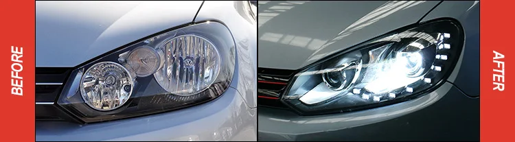 АКД автомобили Стайлинг фар для VW Golf 6 Golf6 Mk6 фары светодиодный ходовые огни Биксеноновая луча Противотуманные фары глаза ангела уровней
