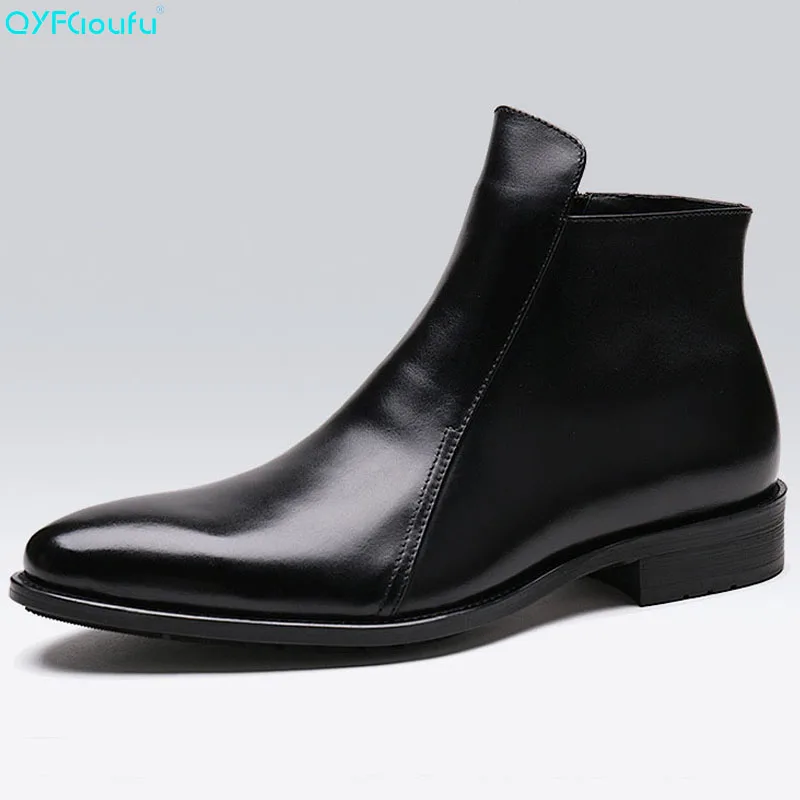

Handmade Luxury Brand Cow Leather Autumn Winter Men Boots Fashion Pointed Toe Wedding Chelsea Boots Vintage Boots