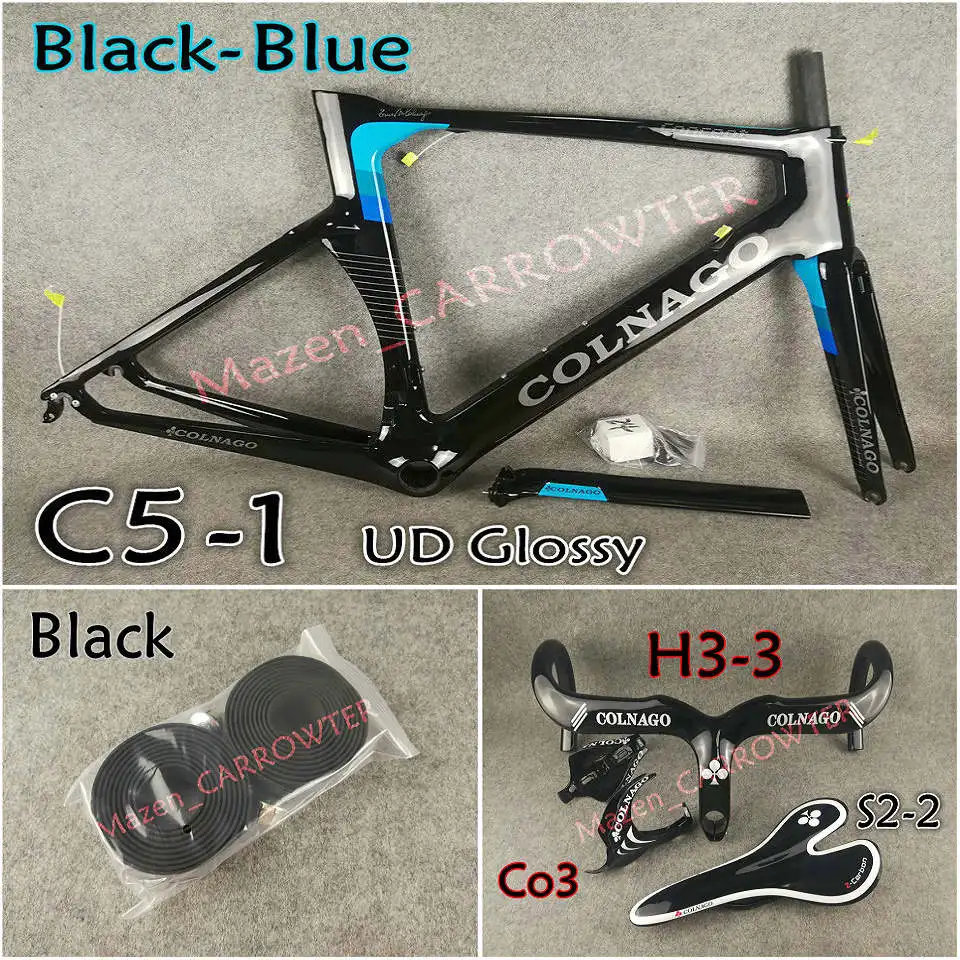 Черный синий UD глянцевый Colnago концепция карбоновые шоссейные рамы руль седло бутылки воды держатели C60 C64 упакованы для продажи - Цвет: Package 2