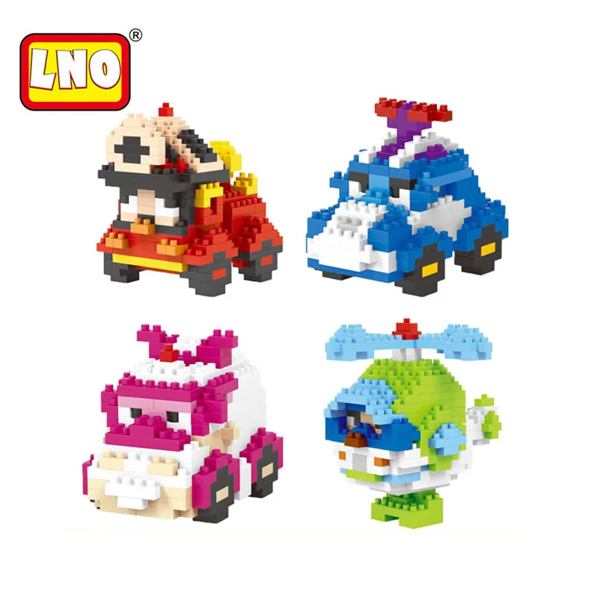 

Full Set 4 Styles Hot Miniature Creative Brick Korean Cartoon Robocar Nano Building Blocks DIY Assembly Model Learning Toys Gift