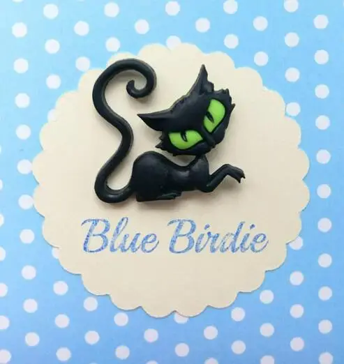 

New Arrival Handmade Clay Polymer Cute Black Tie Cat Brooch For Women Collar Cat Hats Brooches Pins Halloween Chirstmas Gifts