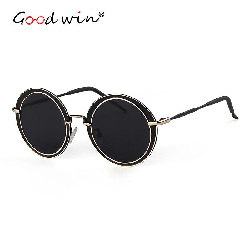 Хорошая победа круглый металлический каркас мода Винтаж Для женщин Для мужчин солнцезащитные очки УФ Светоотражающие стимпанк Черный