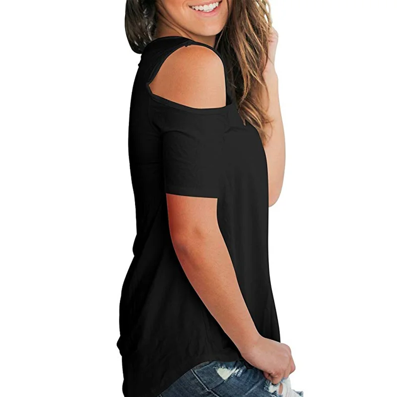  Women Blouses Womens Casual Short Sleeve Cold Shoulder Tunic Tops Loose V Neck Blouse Shirts Short 