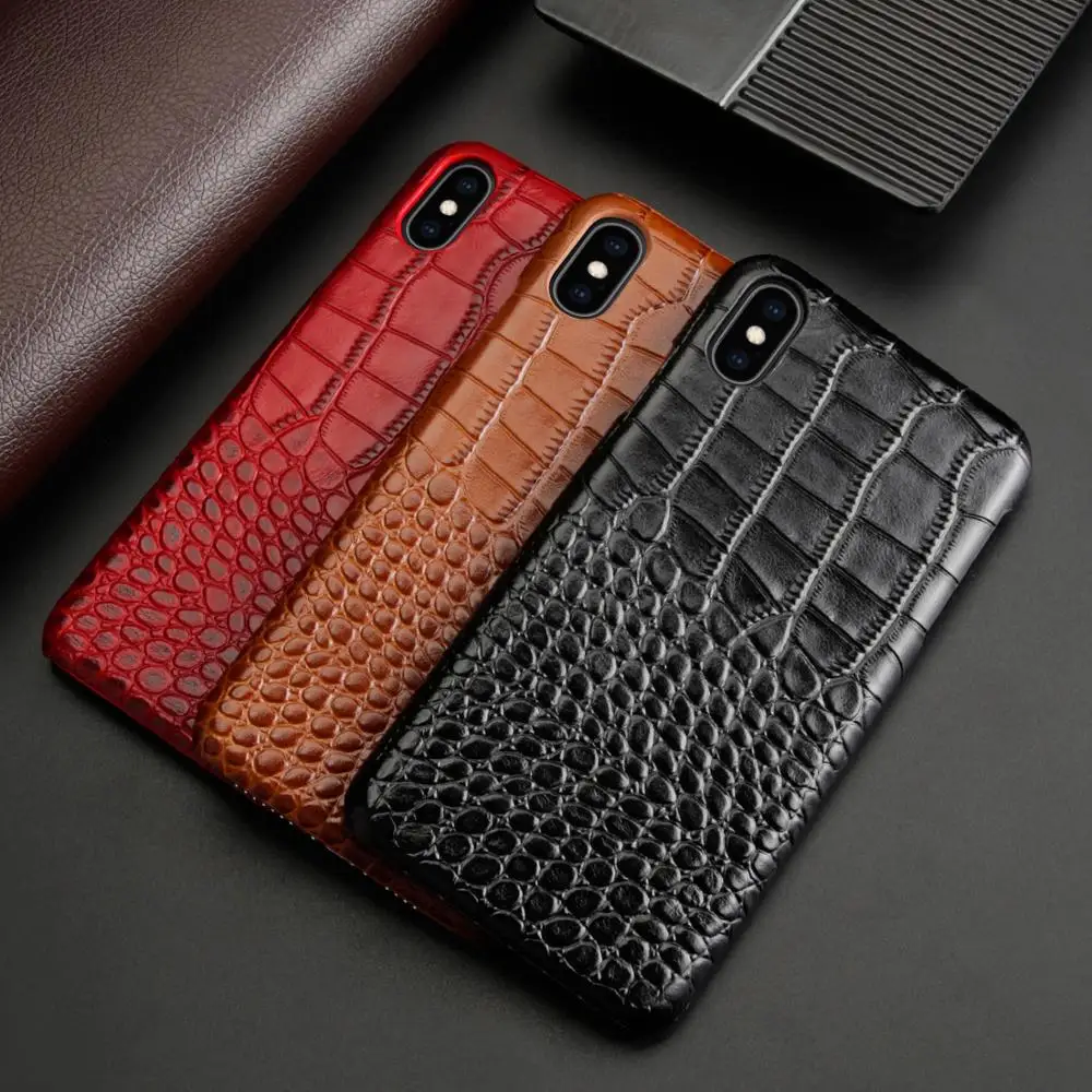 

Crocodile Texture Phone Case Cover For iPhone X XR XSMAX 8P 8 7PLUS Genuine First layer Cowhide Leather Phone Case