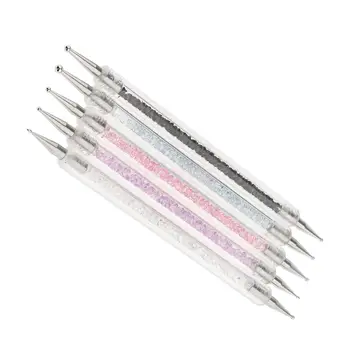 

5 Pieces 2 Way Rhinestone Handle Professional Dotting DIY Gel Pen Nail Art Painting Drawing Manicure Dot Tools Set