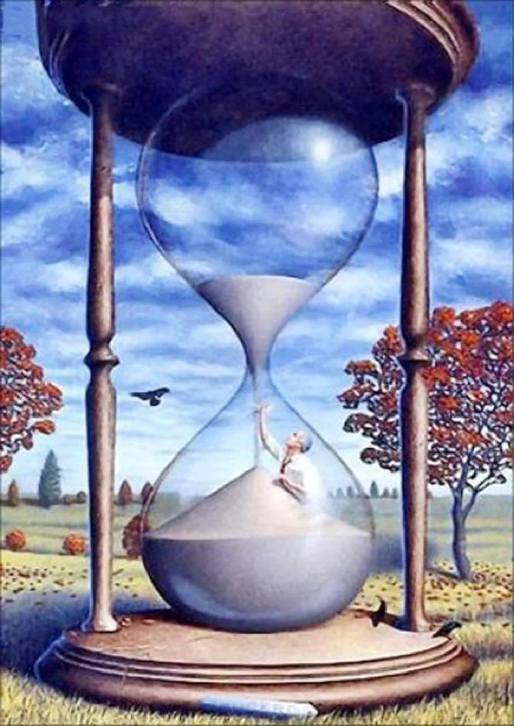 5D DIY Diamond Painting Full Drill Embroidery Wall Sticker for Decor - Hourglass with Grass (12 x 16inch) | Дом и сад