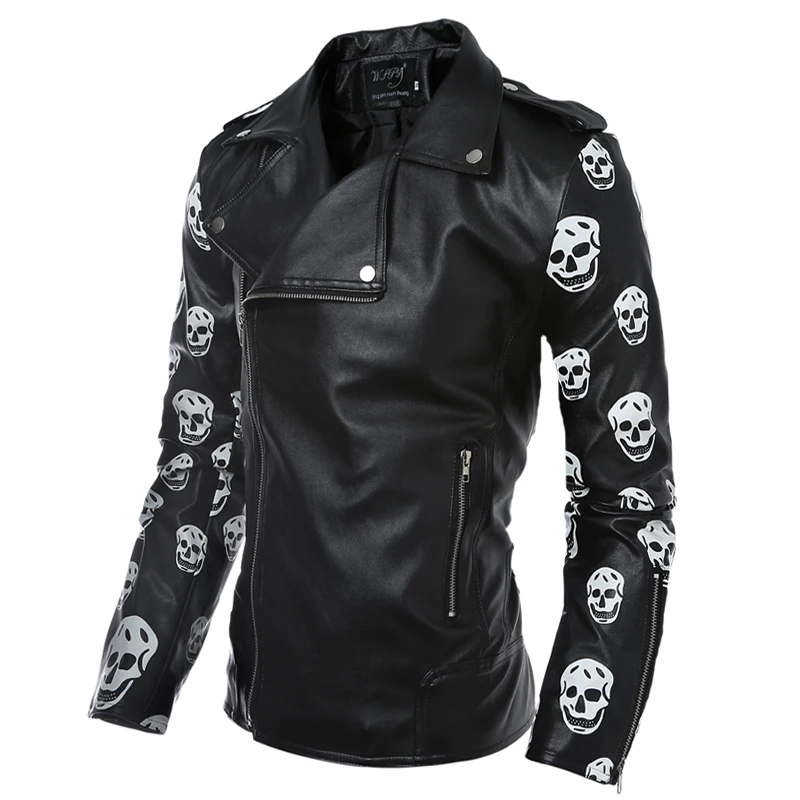 Datousha 2018 men's fashion jackets Fashion personality diagonal zipper Mens Slim Large Lapel Short Leather casual man coat Datousha 2018 men's fashion jackets Fashion personality diagonal zipper Mens Slim Large Lapel Short Leather casual man coat