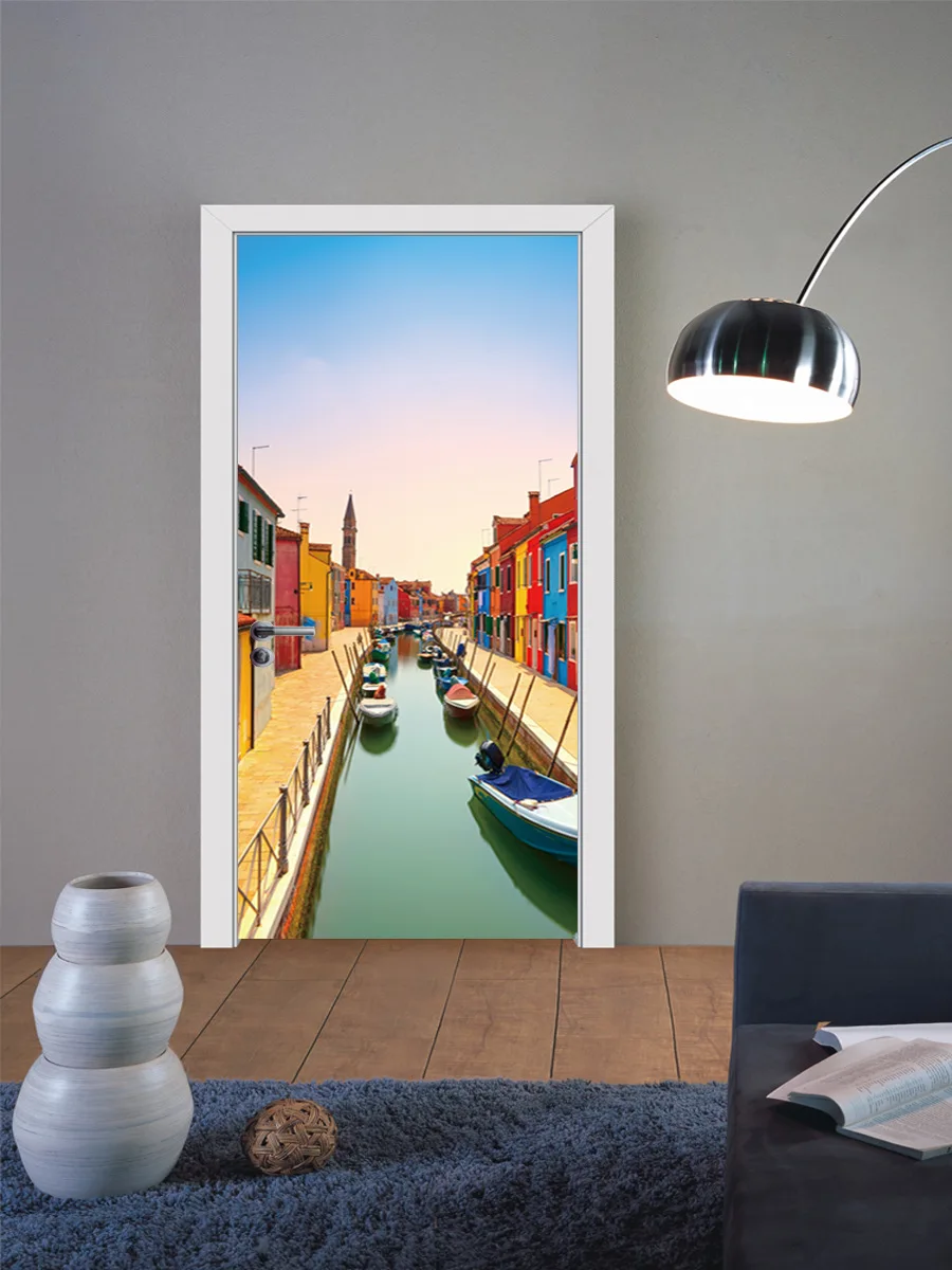 Европейская уличная Венеция гостиная виниловый Декор окна Спальня наклейки на стену Наклейка на кухню на дверь 3D дверь стикер s