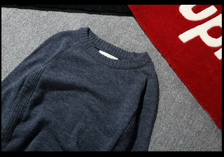 MRMT 2018 бренд Для мужчин свитер локоть патч-корд ретро сплошной Цвет пуловер с круглым вырезом свитер для мужской свитер