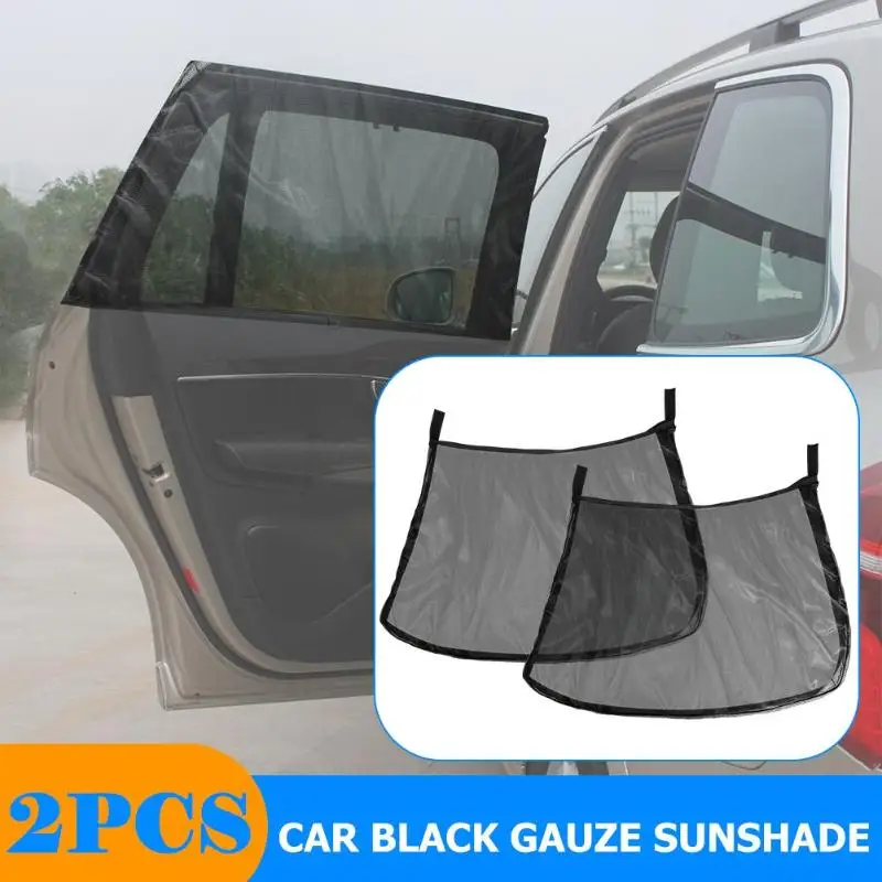 

2pcs Car Sun Visor Rear Side Window Sun Shade Mesh Fabric Sun Visor Shade Cover Shield UV Protector Black Auto Sunshade Curtain