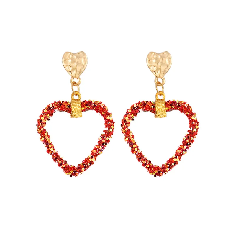 

Doreen Bod Fashion Stud Earrings Gold Color Irregular Style Colorful Heart Sequin Pendant Romantic Women Party Earrings,1 Pair