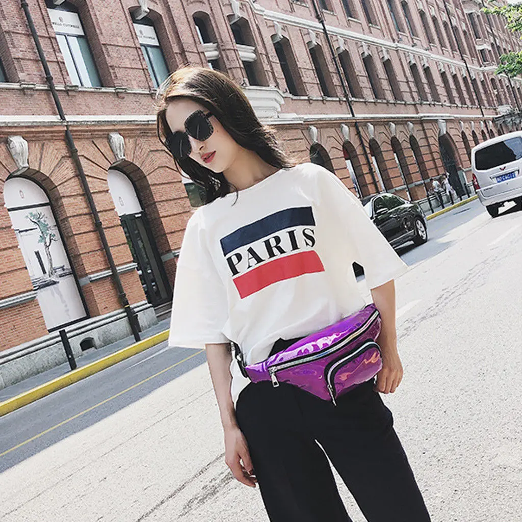 

2018 New Style Fashion Women's Fanny Pack Shiny Leather Pouch Belt Waist Bum Bag Waist Phone Waist Packs