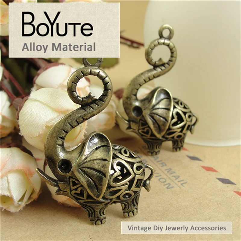 BoYuTe (10 шт./лот) 45*31*14 мм полые слон античная бронза металлические подвески для
