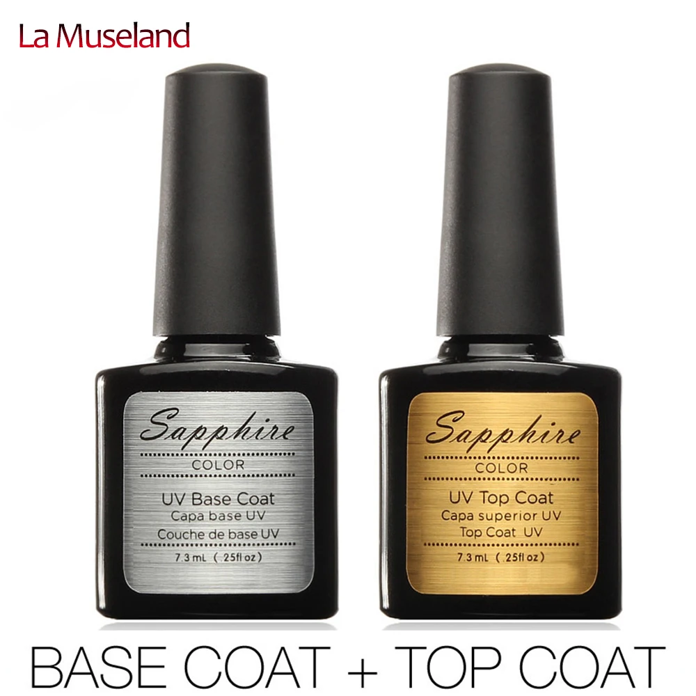 2pcs/lot Sapphire Diamond Nail Gel Top Coat Top it off + Base Coat Foundation for UV Gel Polish