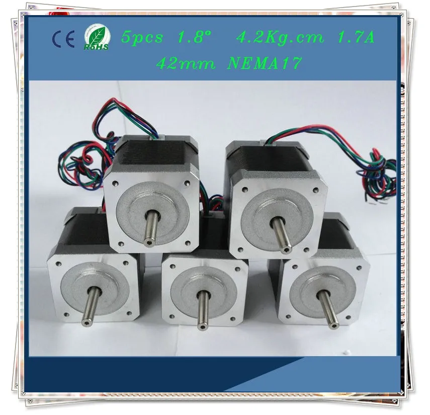 

42HS40-1704 5pcs Nema17 1.8 degree 1.7A 42mm 2phase Hybrid Stepper Motor 42BYGH for robot CNC XYZ robot