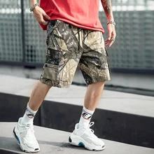 Уличная карго шорты мужские Камуфлированные штаны, милитари с эластичной талией короткие брюки повседневные брюки Лето Япония стиль мужская одежда