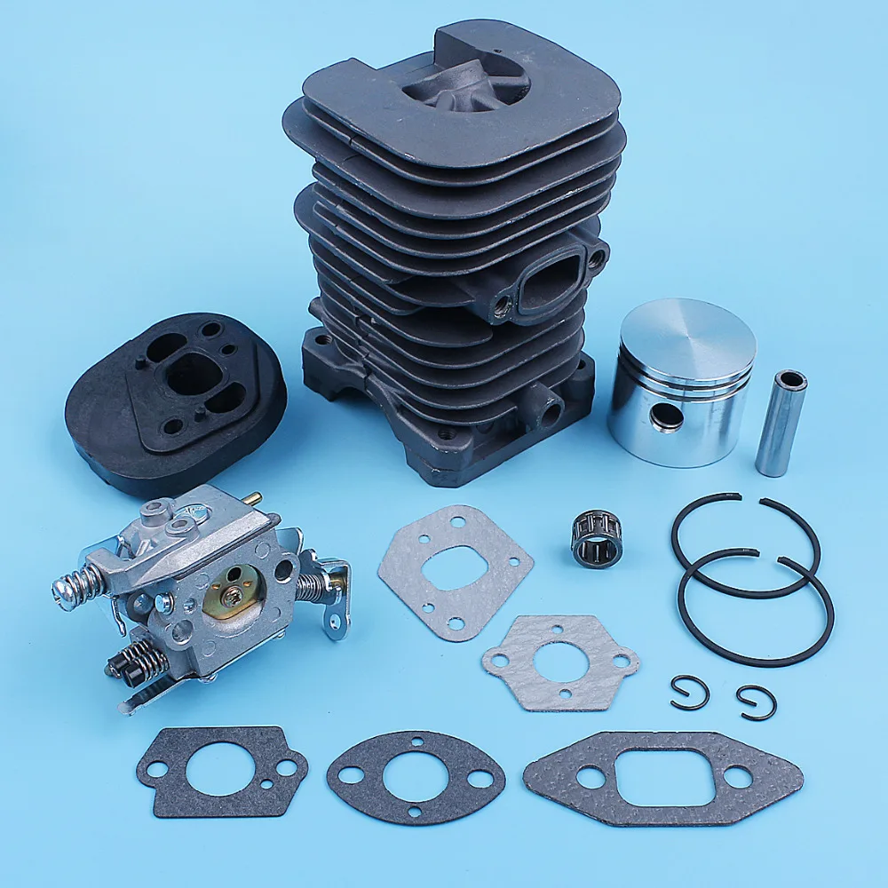 Cylinder Piston Carburetor Carb Gasket Kit For Partner 350 351 370 371 420 390 391 Formula 5000 Chainsaw 41mm Nikasil Plated 4