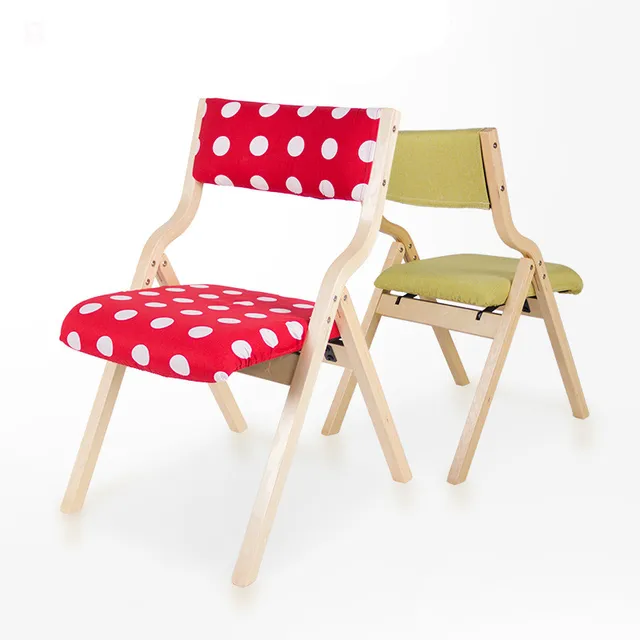 Us 197 86 40 Off High Quality Portable Foldable Solid Wooden Chair Leisure Dining Moveable Washable Cushion Fashion Colorful Furniture In