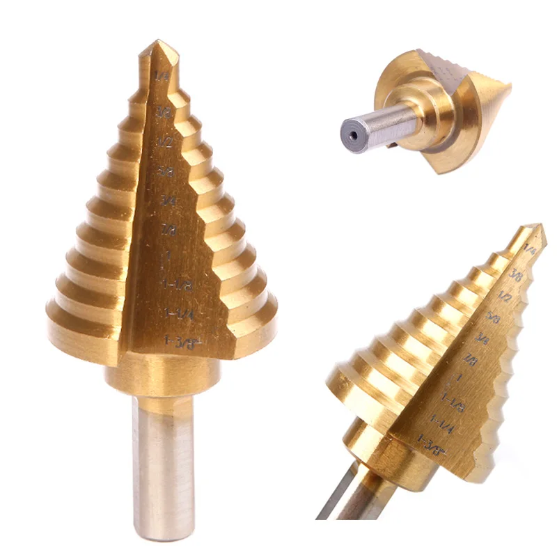 Professional HSS Steel Large Step Cone Titanium Coated Metal Drill Bit