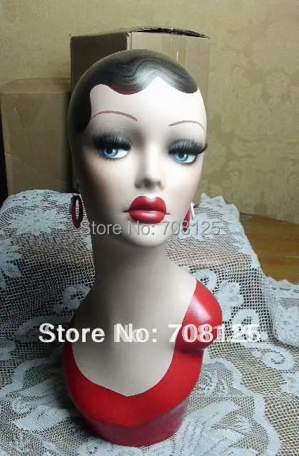 Vintage Hand Painted Earring Mannequin Head For Jewelry And Hat Vintage Hand Painted Earring Mannequin Head For Jewelry And Hat Display